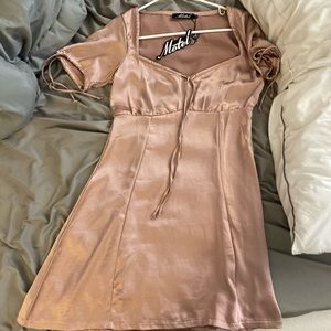 Guenette Dress in Satin Dusty Rose by Motel